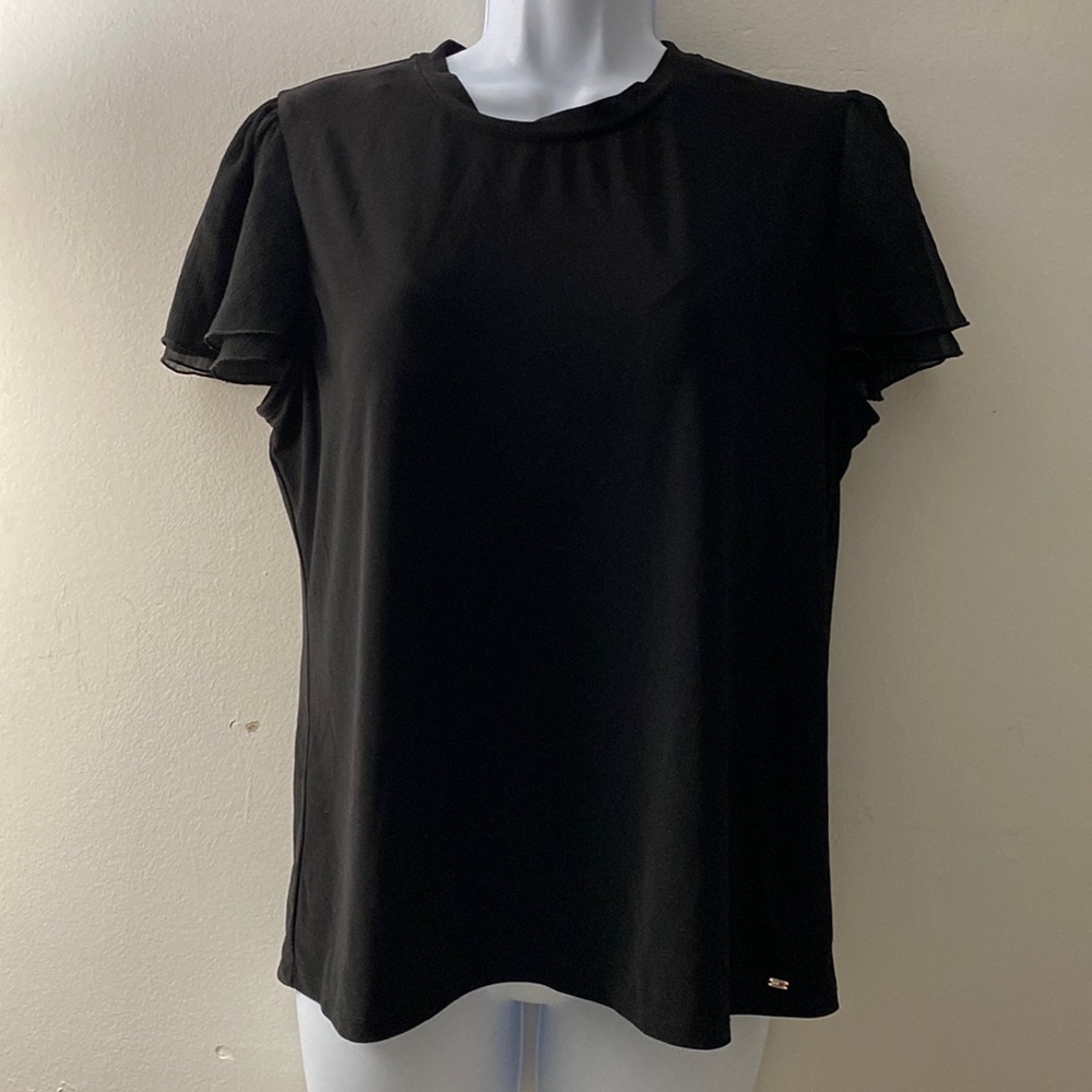 Tommy Hilfiger | Black Chiffon flutter sleeve Top